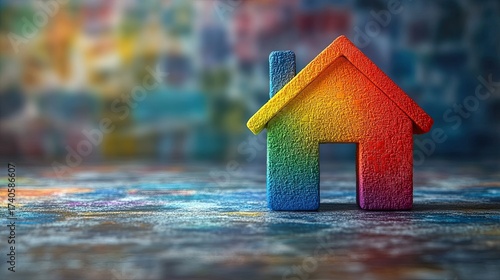 Rainbow colored house model symbolizing pride diversity and inclusion.