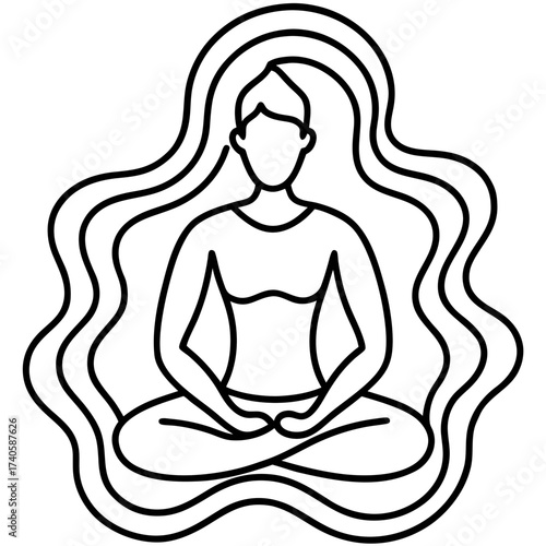 lineart of meditating man