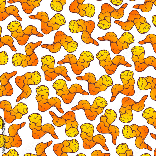 Fried chicken pattern background. Fried chicken seamless pattern background. Fast food fried chicken illustration. Fried chicken wing pattern illustration. Fast food vector. Gradient fast food.