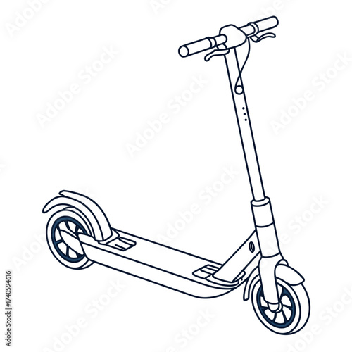 Electric scooter line art for eco transportation