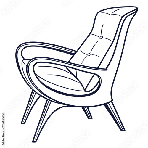Elegant armchair with buttoned backrest