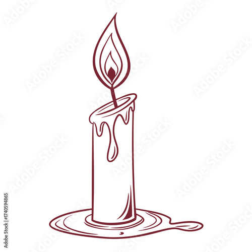 Illustration of a burning candle with dripping wax