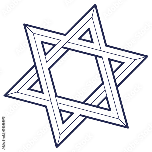 Intertwined star of david, jewish symbol icon