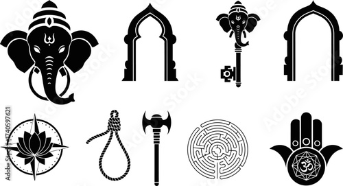 Collection of Diverse Black Silhouettes on White Background
