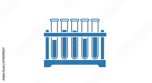 Illustration of six laboratory test tubes filled with varying liquid levels in blue