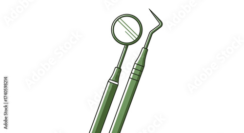 Dental examination tools illustration showcasing hygiene and precision in oral care equipment