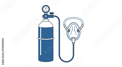 Oxygen tank with mask for medical applications breathing apparatus healthcare