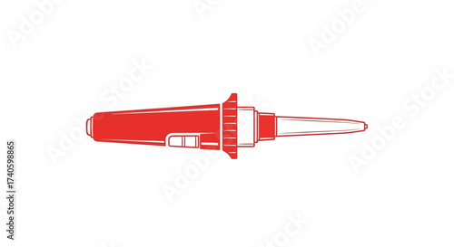 Detailed red schematic illustration of a professional automotive circuit tester probe tool