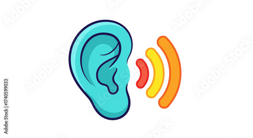 Illustration showcasing a human ear receiving sound waves communication concept