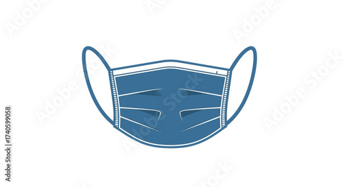 Stylized blue surgical mask graphic, symbol of health and disease prevention in modern society