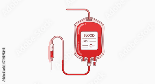 Blood transfusion illustration representing medical procedure and donation with minimalist design