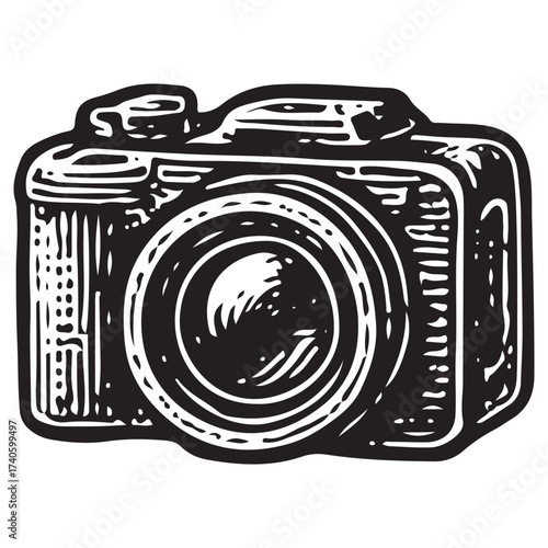 Scuba Underwater Camera Line Art Vector Icon, Dive Photography
