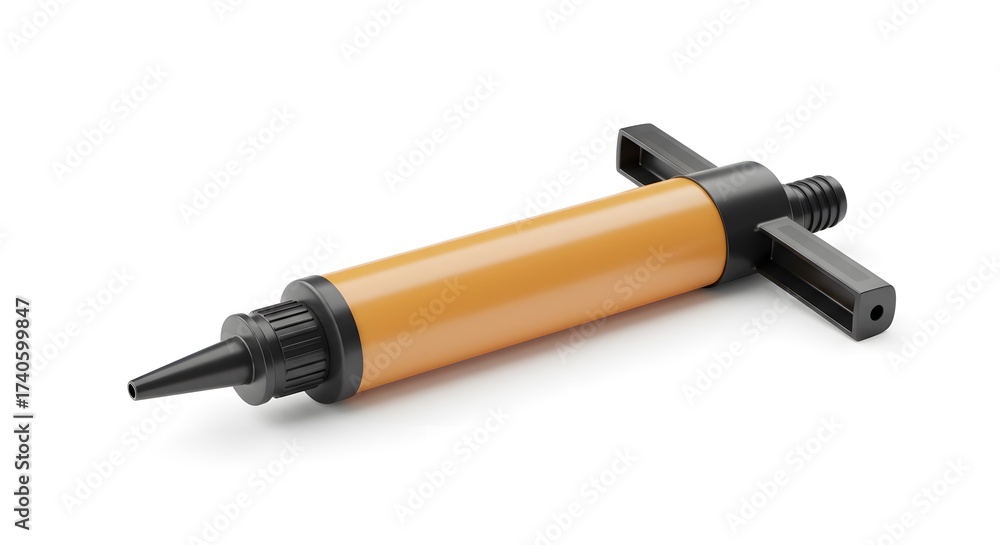 Fototapeta premium Portable Orange and Black Hand Air Pump for Sports Balls and Inflatables Isolated on White Background