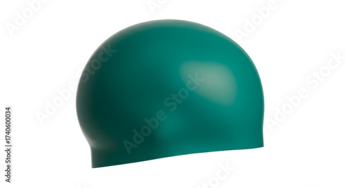 Vibrant Teal Green Silicone Swimming Cap Isolated on White Background for Aquatic Sports and Training