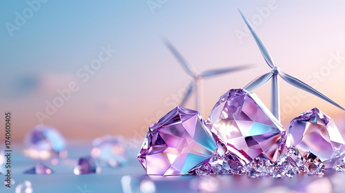 Clean Energy Concept with Sparkling Crystals