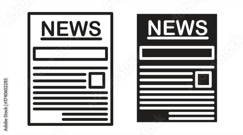 Newspaper icon set. News vector symbol collection. Press, media and journalism concept. Vector illustration.