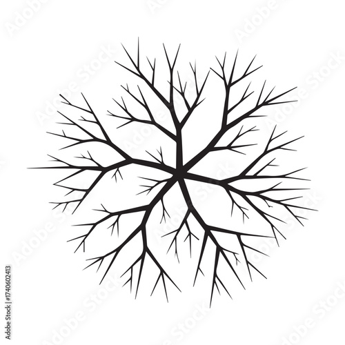 Vector art of black tree branches fractal pattern silhouette art design