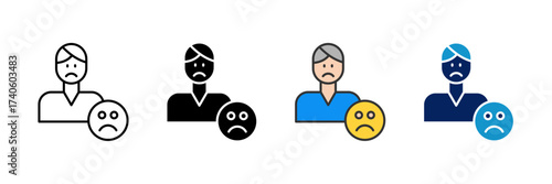 Sad Face Icon Set Multiple Style Collection