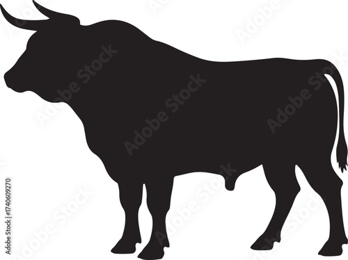 Powerful Silhouette of a Bull Standing Firmly an Emblem of Strength Determination and Untamed Spirit An Icon of Livestock