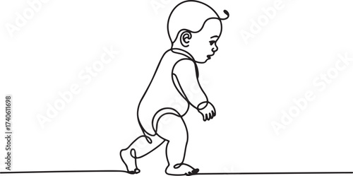 Single Continuous Line Drawing of Toddler Baby