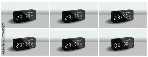 digital desk clock mockup to depict time change movement