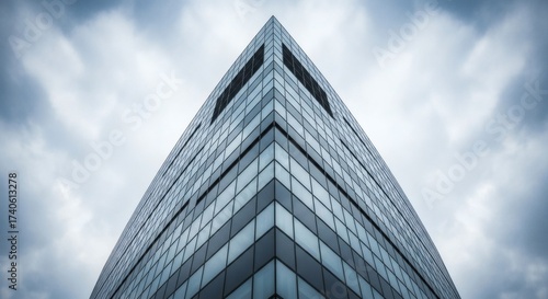 Reflection of clouds in glass skyscraper corner