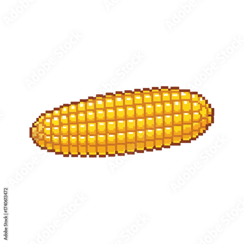 Pixel art illustration of a single ear of corn on a white background