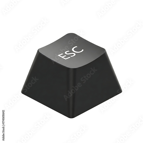 Black esc keycap isolated on transparent background
