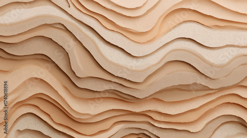 Abstract wavy lines in soft earth tones, creating a layered effect