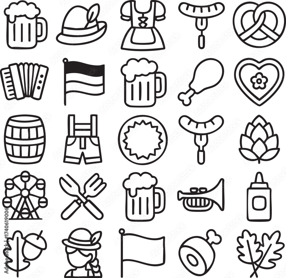 Fototapeta premium Oktoberfest Celebration Icons Set.