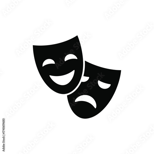 Classic comedy and tragedy theater masks icon