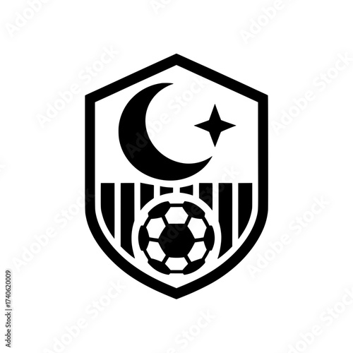 Soccer Shield Logo with Crescent and Star