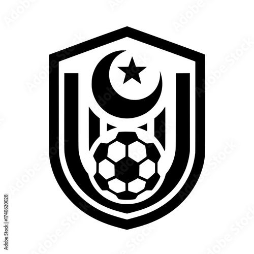 Crescent Moon and Star Football Logo