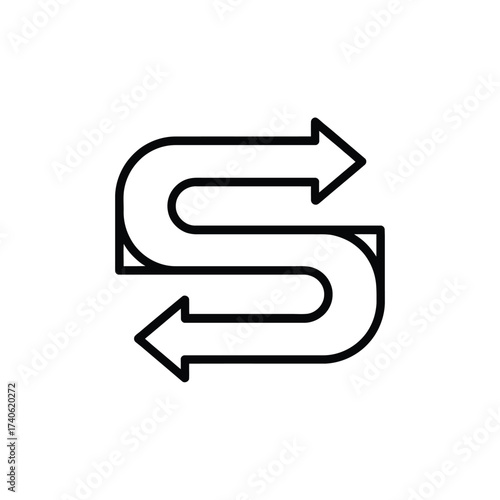 Intertwined arrows forming a stylized s shape