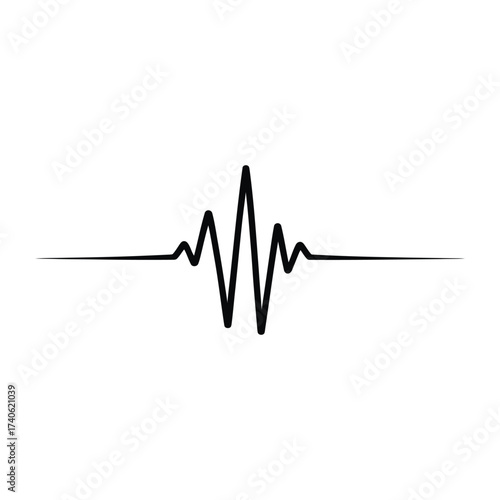 Simple black heartbeat line on a white background