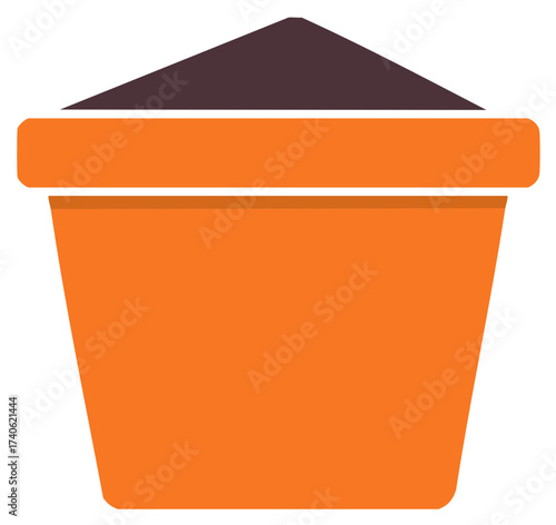 Terracotta Pot Filled with Rich Soil: Gardening Supplies, Organic Growing Media for Potted Plants and Seedlings