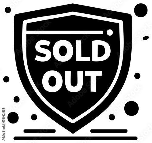 Sold Out shield icon representing unavailability of products or services complete stock depletion