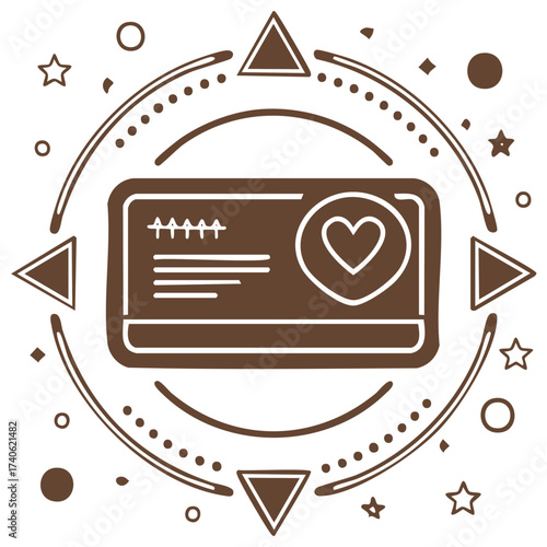 Magic loyalty card with a love heart icon surrounded by sacred geometry symbols