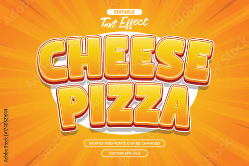 Cheese pizza editable text effect with cartoon text style