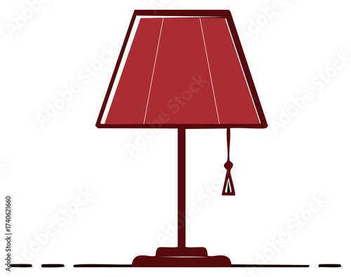 Elegant burgundy lamp illustration Home lighting source Decorative table lamp object Interior décor element