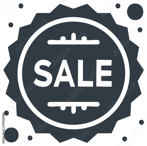 Abstract round jagged sale icon promotion for retail marketing or shop discounts announcements, clearance, and deal pricing