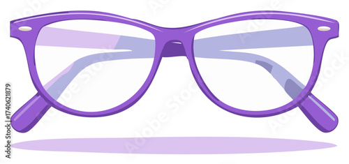 Stylish purple eyeglasses in a classic retro frame. Vector illustration of a fashion accessory for vision.