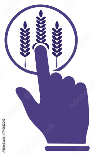 Grain Selection Touch Grain Spike Circle Icon Hand Pointing Finger Choosing Crops Agriculture