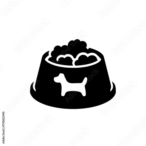 Black Silhouette Vector Dog Food Bowl Icon