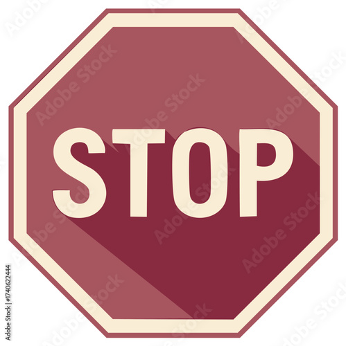Burgundy Stop Sign with Cream Borders Warning and Prevention Signage