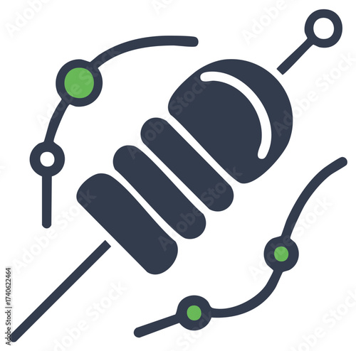 Vector icon of an inductor coil, a passive electronic component for electrical circuits and technology concepts.