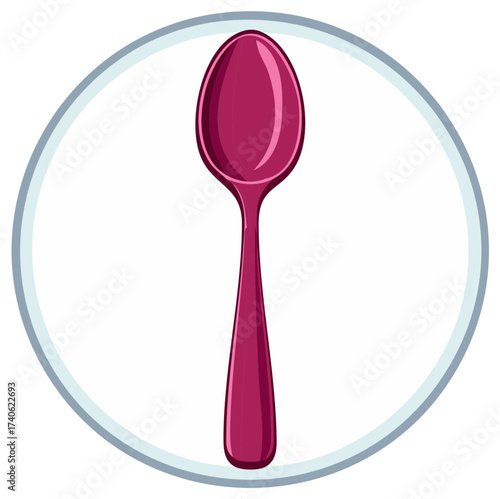 Vibrant Pink Spoon Vector Icon Illustration for Dining and Tableware