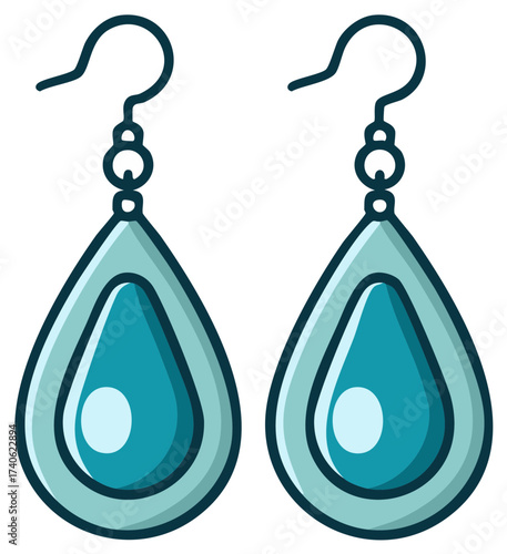 Teardrop earrings vector illustration, jewelry design