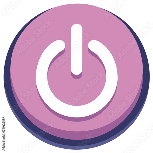 Symbolic power button on trendy pink and navy circular design for on off or energy solutions