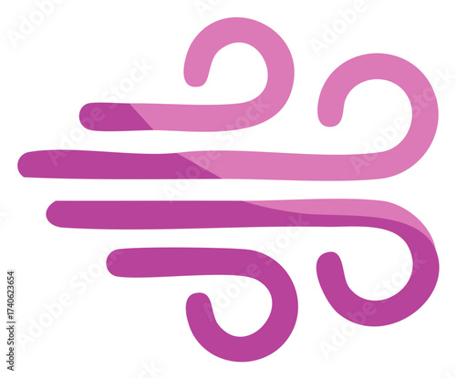 Stylized Wind Icon Weather Vector Purple Line Art Swirls Cold Air Symbol